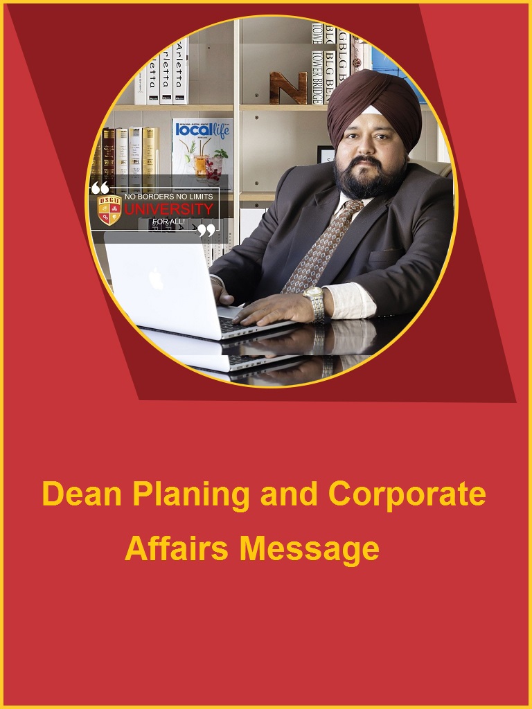 Dean Planing and Corporate Affairs Message OSGU HIsar