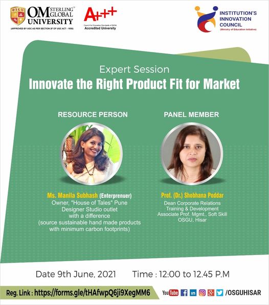 Session on Innovate the Right Product Fit for Market At OSGU