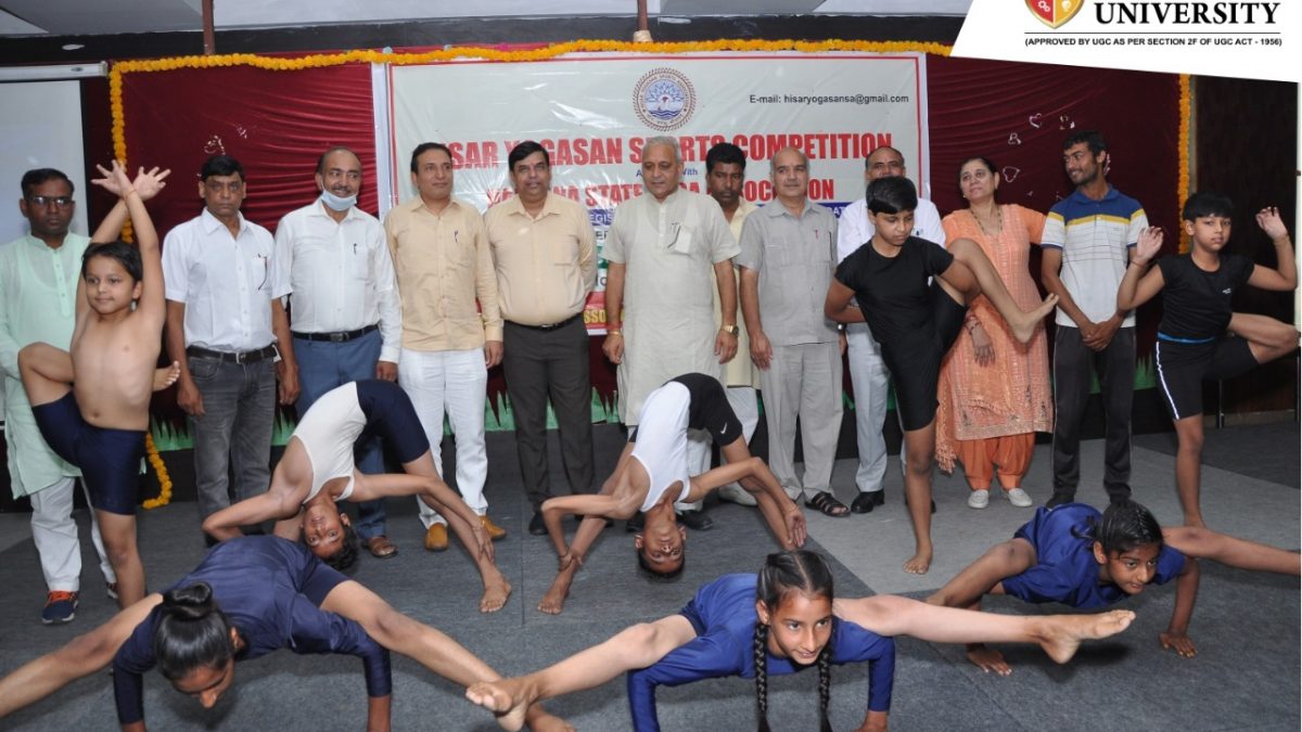Om sterling global university and Hisar Yogasan Sports Association organized the District Yogasana sports Championship 2021-22 at the university campus