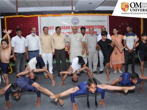 Om sterling global university and Hisar Yogasan Sports Association organized the District Yogasana sports Championship 2021-22 at the university campus