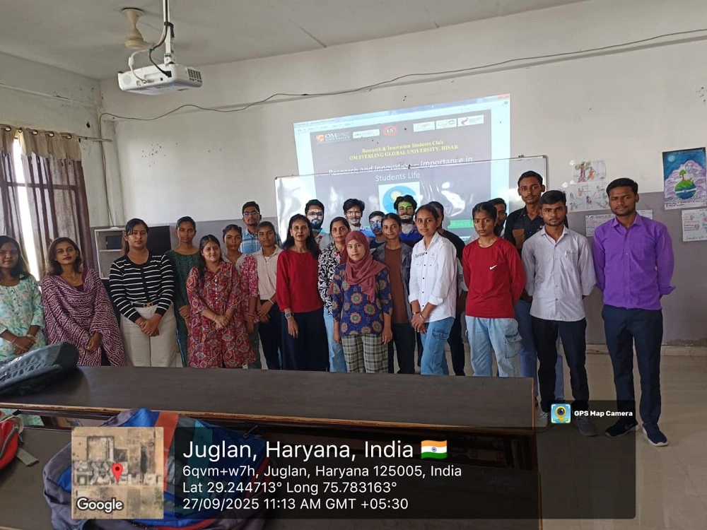 Research & Innovation Club Event on “Research and Innovation - Role in Students Career” at Om Sterling Global University (OSGU) by the School of Applied Sciences